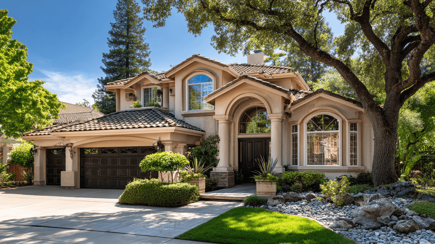 A professionally staged, sun-lit modern kitchen in a Folsom home